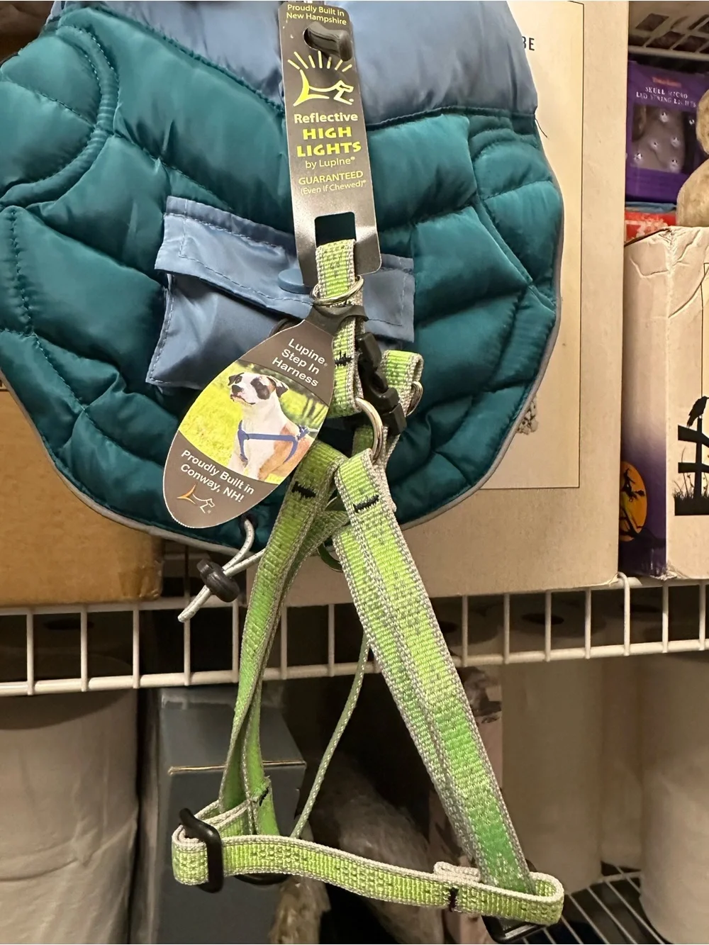 2 Reflective Step-In Dog Harness - Neon Green Lupine 12-18 inch